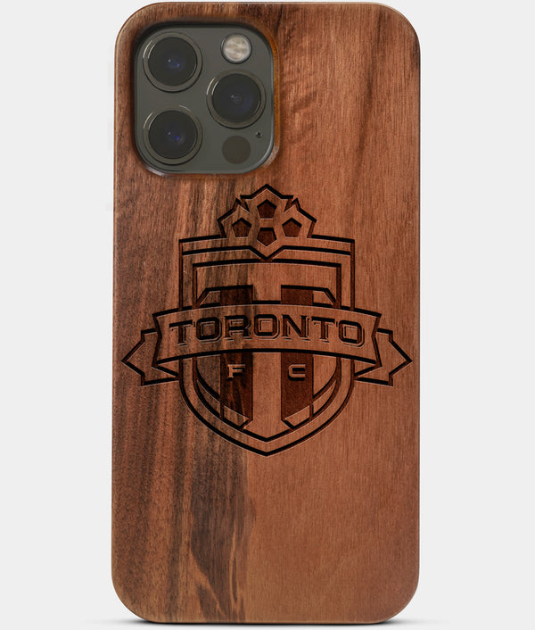 Carved Wood Toronto FC iPhone 13 Pro Case | Custom Toronto FC Gift, Birthday Gift | Personalized Mahogany Wood Cover, Gifts For Him, Monogrammed Gift For Fan | by Engraved In Nature