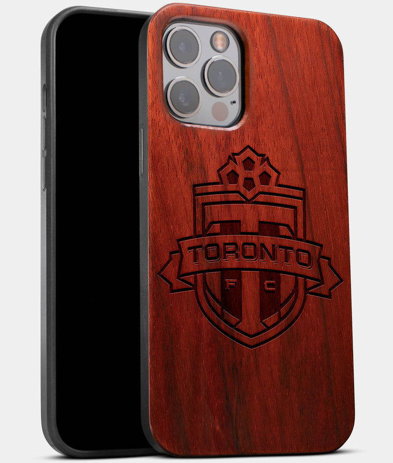 Best Wood Toronto FC iPhone 13 Pro Max Case | Custom Toronto FC Gift | Mahogany Wood Cover - Engraved In Nature