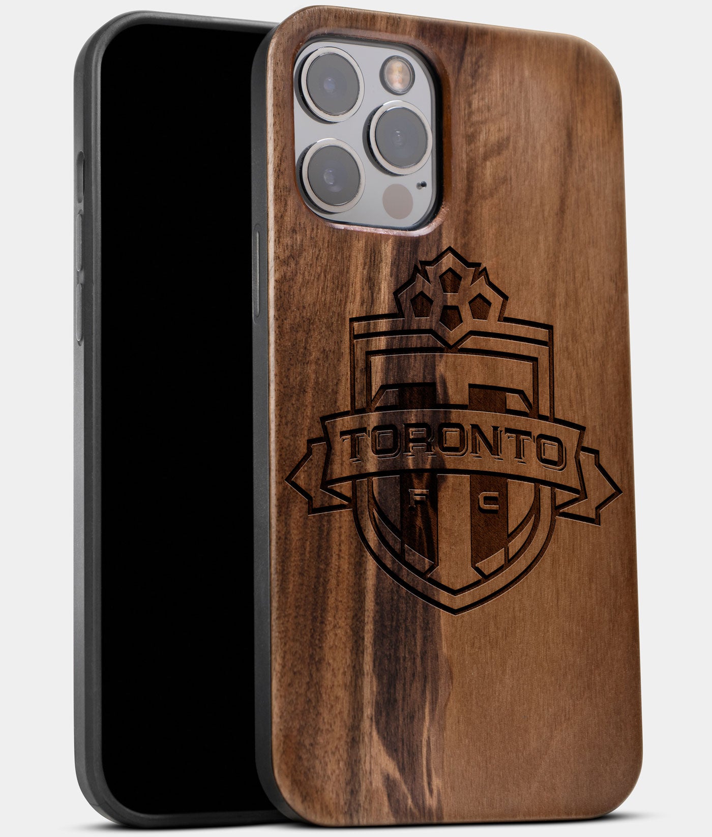 Best Wood Toronto FC iPhone 13 Pro Max Case | Custom Toronto FC Gift | Walnut Wood Cover - Engraved In Nature