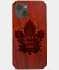 Carved Wood Toronto Maple Leafs iPhone 13 Case | Custom Toronto Maple Leafs Gift, Birthday Gift | Personalized Mahogany Wood Cover, Gifts For Him, Monogrammed Gift For Fan | by Engraved In Nature