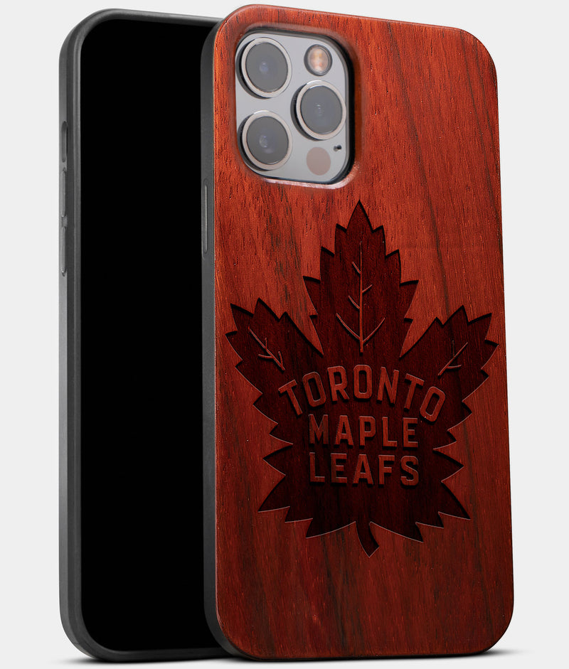 Best Wood Toronto Maple Leafs iPhone 13 Pro Case | Custom Toronto Maple Leafs Gift | Mahogany Wood Cover - Engraved In Nature