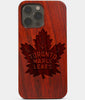 Carved Wood Toronto Maple Leafs iPhone 13 Pro Case | Custom Toronto Maple Leafs Gift, Birthday Gift | Personalized Mahogany Wood Cover, Gifts For Him, Monogrammed Gift For Fan | by Engraved In Nature