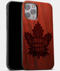 Best Wood Toronto Maple Leafs iPhone 13 Pro Max Case | Custom Toronto Maple Leafs Gift | Mahogany Wood Cover - Engraved In Nature