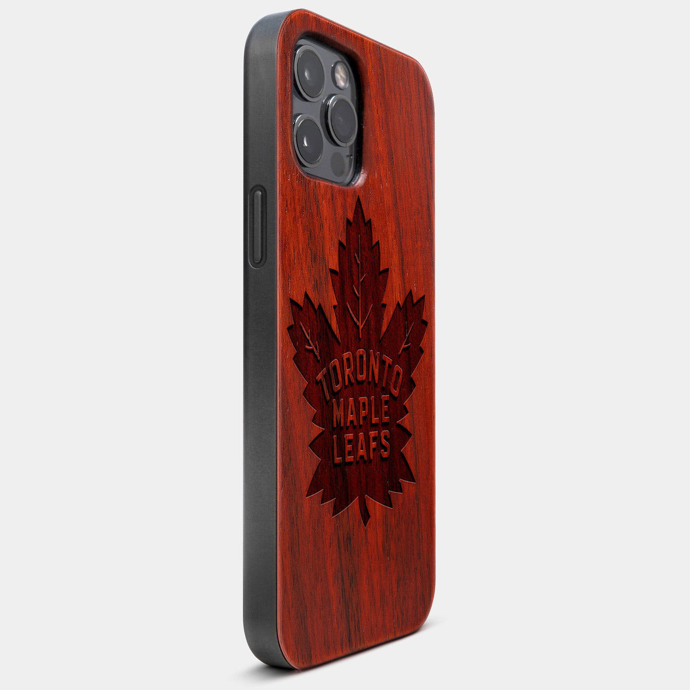 Best Wood Toronto Maple Leafs iPhone 13 Pro Max Case | Custom Toronto Maple Leafs Gift | Mahogany Wood Cover - Engraved In Nature