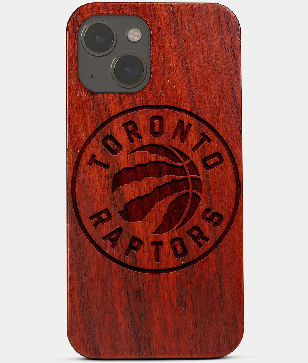 Carved Wood Toronto Raptors iPhone 13 Mini Case | Custom Toronto Raptors Gift, Birthday Gift | Personalized Mahogany Wood Cover, Gifts For Him, Monogrammed Gift For Fan | by Engraved In Nature