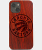 Carved Wood Toronto Raptors iPhone 13 Mini Case | Custom Toronto Raptors Gift, Birthday Gift | Personalized Mahogany Wood Cover, Gifts For Him, Monogrammed Gift For Fan | by Engraved In Nature