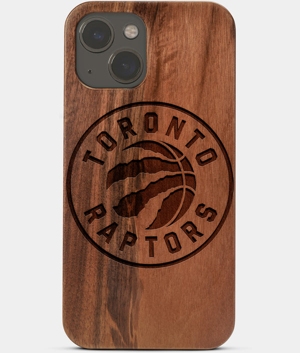 Carved Wood Toronto Raptors iPhone 13 Mini Case | Custom Toronto Raptors Gift, Birthday Gift | Personalized Mahogany Wood Cover, Gifts For Him, Monogrammed Gift For Fan | by Engraved In Nature