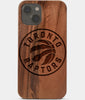 Carved Wood Toronto Raptors iPhone 13 Mini Case | Custom Toronto Raptors Gift, Birthday Gift | Personalized Mahogany Wood Cover, Gifts For Him, Monogrammed Gift For Fan | by Engraved In Nature