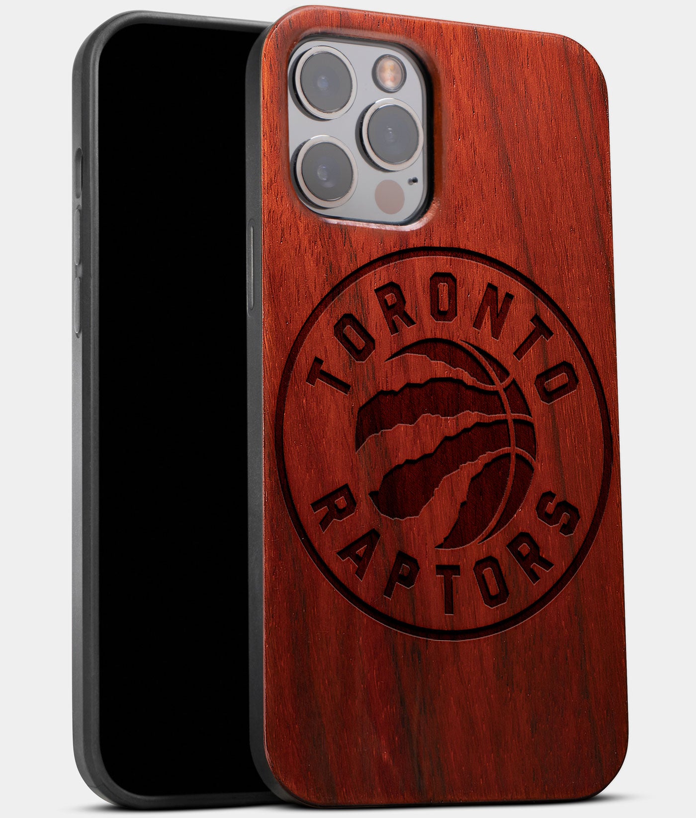Best Wood Toronto Raptors iPhone 13 Pro Case | Custom Toronto Raptors Gift | Mahogany Wood Cover - Engraved In Nature