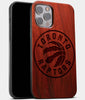 Best Wood Toronto Raptors iPhone 13 Pro Case | Custom Toronto Raptors Gift | Mahogany Wood Cover - Engraved In Nature