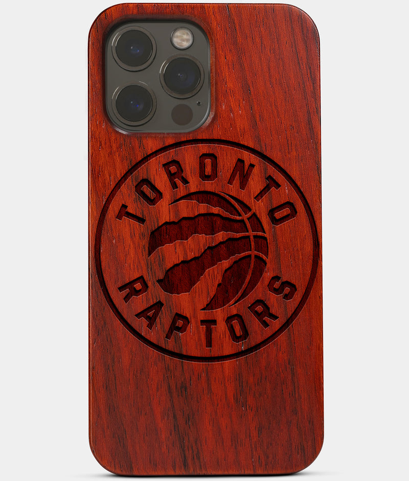 Carved Wood Toronto Raptors iPhone 13 Pro Case | Custom Toronto Raptors Gift, Birthday Gift | Personalized Mahogany Wood Cover, Gifts For Him, Monogrammed Gift For Fan | by Engraved In Nature