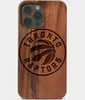 Carved Wood Toronto Raptors iPhone 13 Pro Case | Custom Toronto Raptors Gift, Birthday Gift | Personalized Mahogany Wood Cover, Gifts For Him, Monogrammed Gift For Fan | by Engraved In Nature