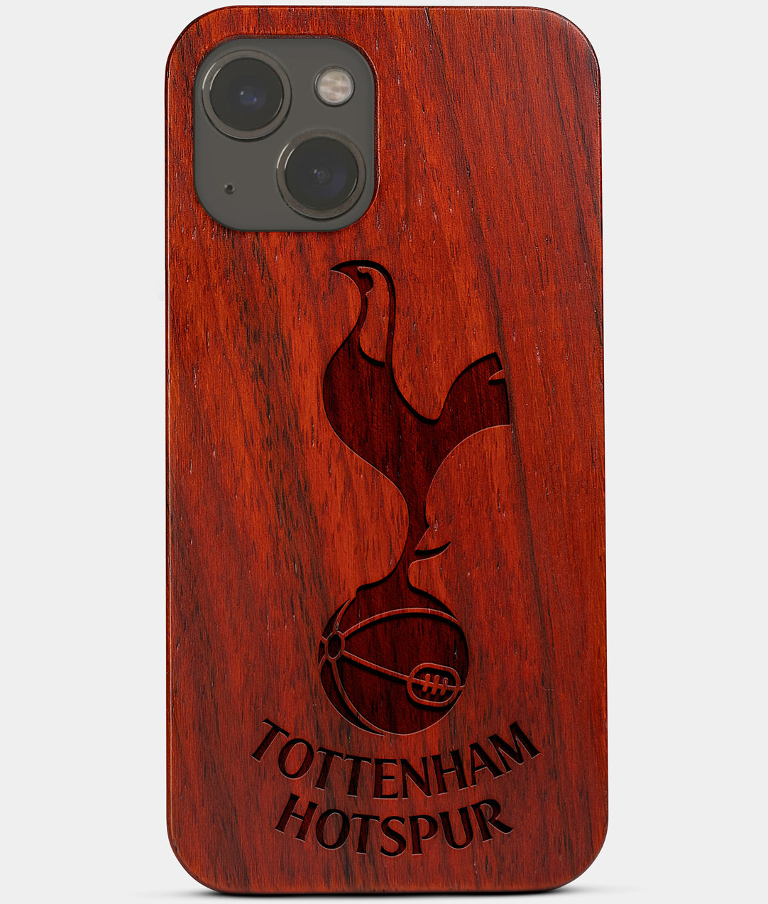 Carved Wood Tottenham Hotspur F.C. iPhone 13 Case | Custom Tottenham Hotspur F.C. Gift, Birthday Gift | Personalized Mahogany Wood Cover, Gifts For Him, Monogrammed Gift For Fan | by Engraved In Nature