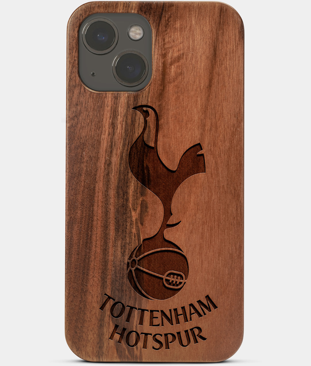 Carved Wood Tottenham Hotspur F.C. iPhone 13 Case | Custom Tottenham Hotspur F.C. Gift, Birthday Gift | Personalized Mahogany Wood Cover, Gifts For Him, Monogrammed Gift For Fan | by Engraved In Nature