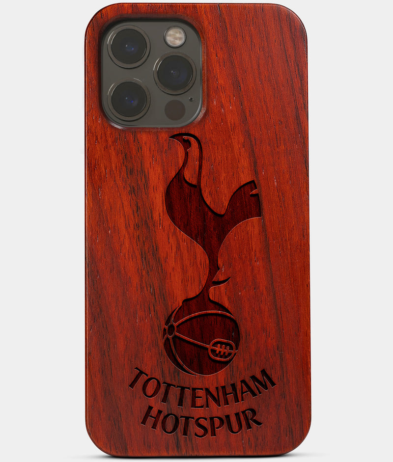 Carved Wood Tottenham Hotspur F.C. iPhone 13 Pro Max Case | Custom Tottenham Hotspur F.C. Gift, Birthday Gift | Personalized Mahogany Wood Cover, Gifts For Him, Monogrammed Gift For Fan | by Engraved In Nature