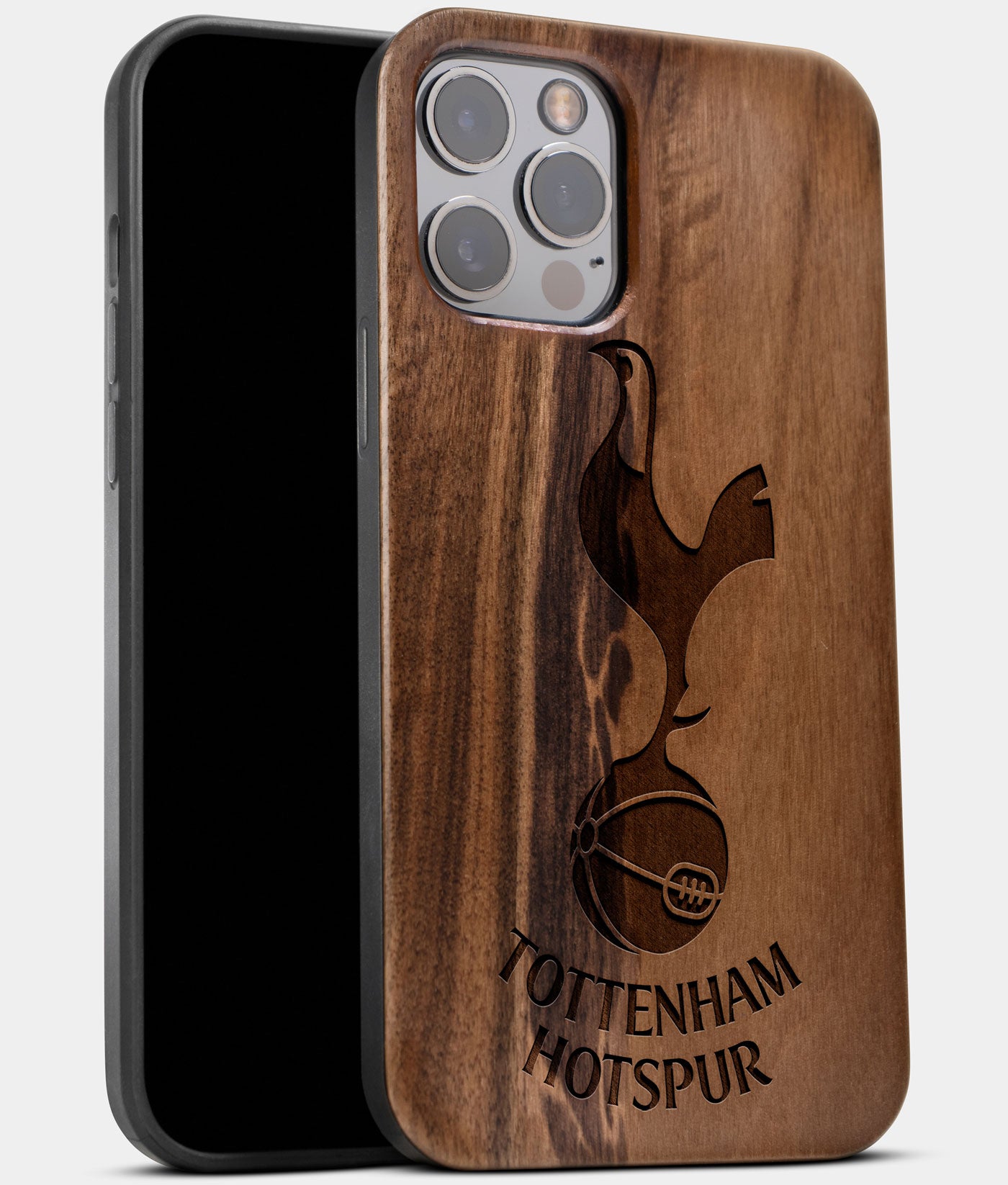 Best Wood Tottenham Hotspur F.C. iPhone 13 Pro Max Case | Custom Tottenham Hotspur F.C. Gift | Walnut Wood Cover - Engraved In Nature