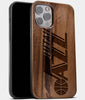 Best Wood Utah Jazz iPhone 13 Pro Max Case | Custom Utah Jazz Gift | Walnut Wood Cover - Engraved In Nature