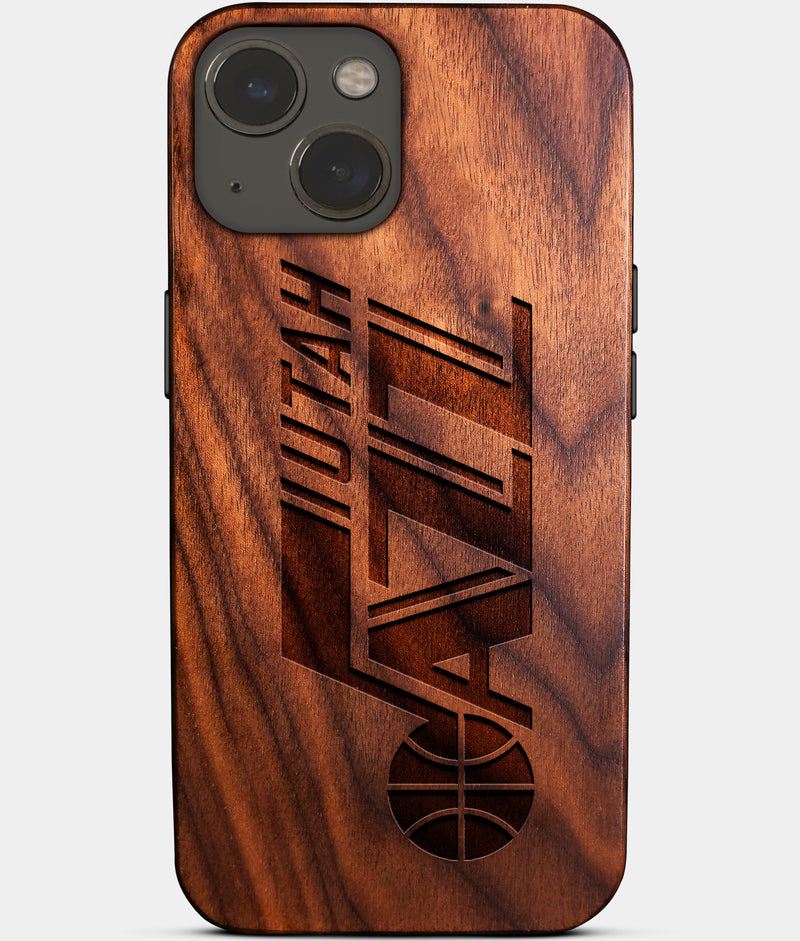 Eco-friendly Utah Jazz iPhone 14 Case - Carved Wood Custom Utah Jazz Gift For Him - Monogrammed Personalized iPhone 14 Cover By Engraved In Nature