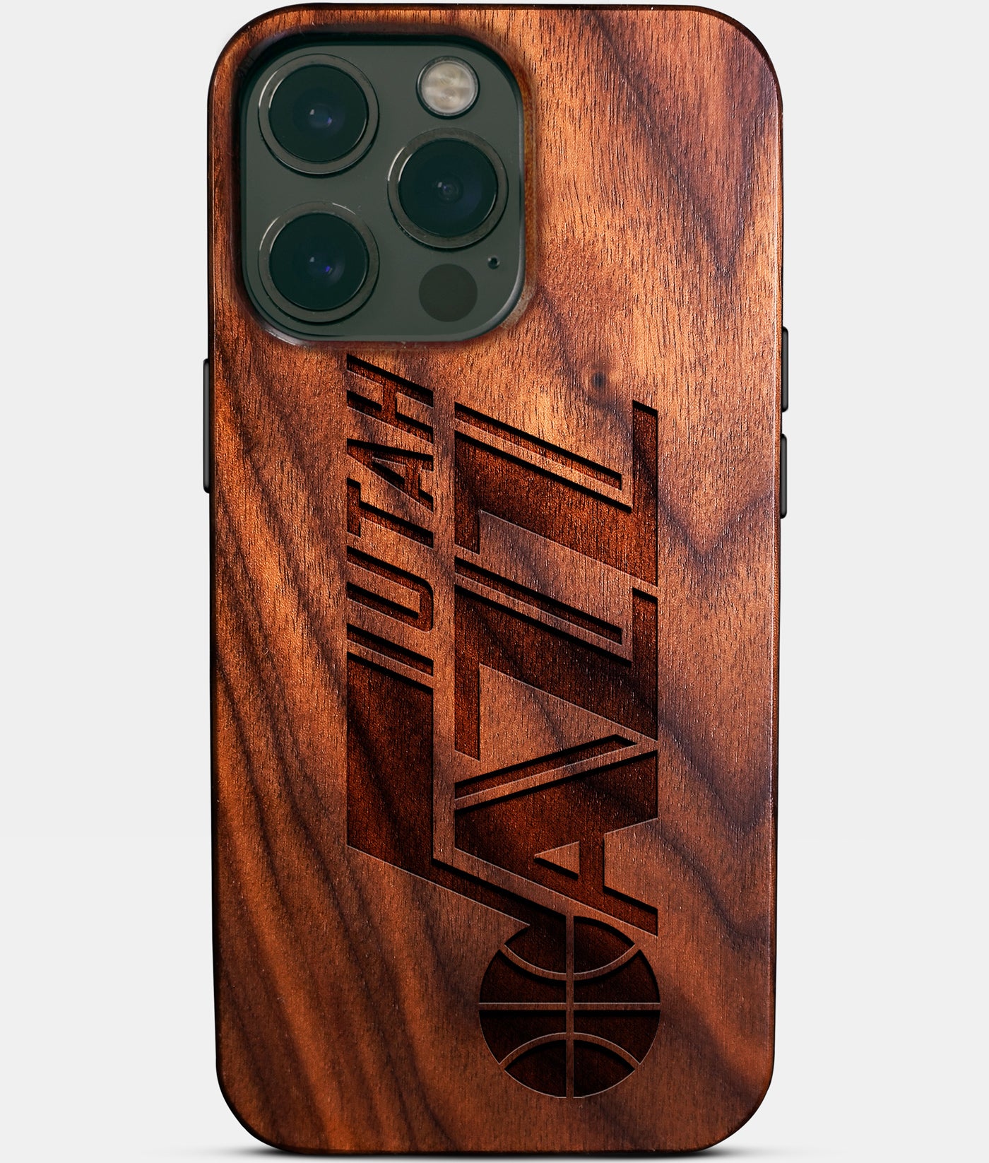 Eco-friendly Utah Jazz iPhone 14 Pro Max Case - Carved Wood Custom Utah Jazz Gift For Him - Monogrammed Personalized iPhone 14 Pro Max Cover By Engraved In Nature