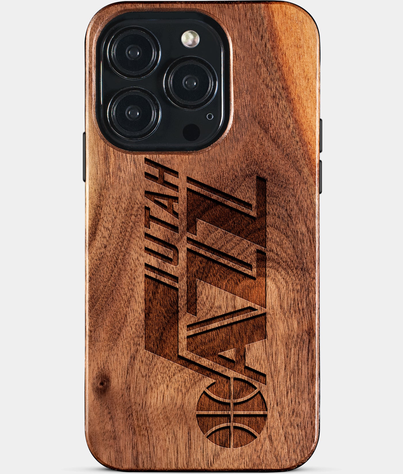 Eco-friendly Utah Jazz iPhone 15 Pro Case - Carved Wood Custom Utah Jazz Gift For Him - Monogrammed Personalized iPhone 15 Pro Cover By Engraved In Nature