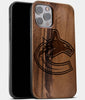Best Wood Vancouver Canucks iPhone 13 Pro Case | Custom Vancouver Canucks Gift | Walnut Wood Cover - Engraved In Nature