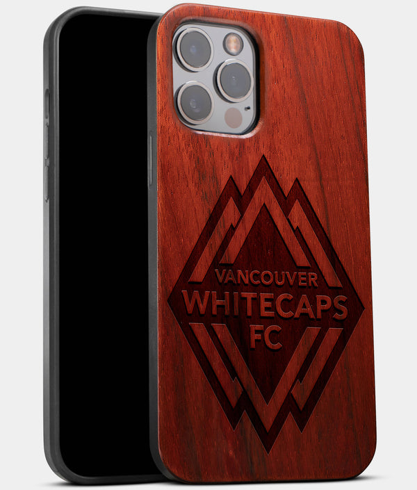 Best Wood Vancouver Whitecaps FC iPhone 13 Pro Case | Custom Vancouver Whitecaps FC Gift | Mahogany Wood Cover - Engraved In Nature