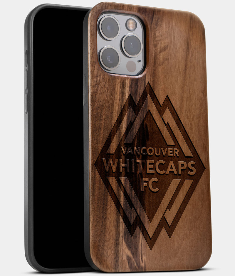 Best Wood Vancouver Whitecaps FC iPhone 13 Pro Case | Custom Vancouver Whitecaps FC Gift | Walnut Wood Cover - Engraved In Nature