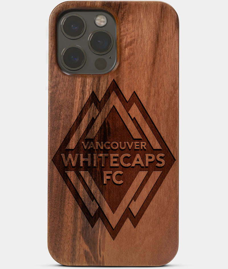 Carved Wood Vancouver Whitecaps FC iPhone 13 Pro Case | Custom Vancouver Whitecaps FC Gift, Birthday Gift | Personalized Mahogany Wood Cover, Gifts For Him, Monogrammed Gift For Fan | by Engraved In Nature