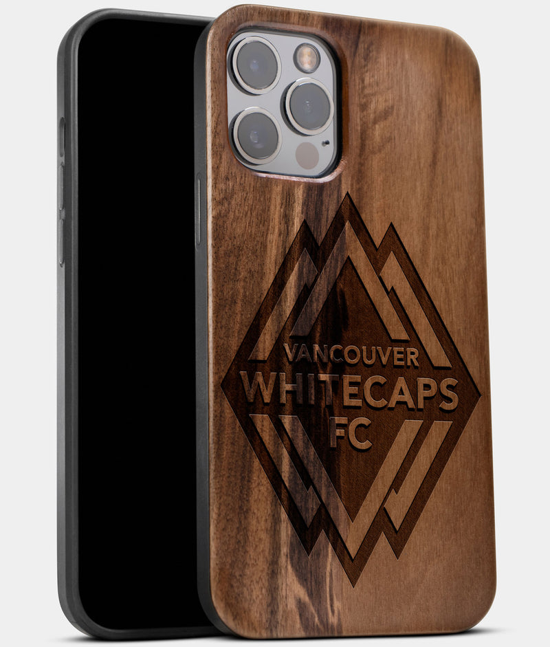 Best Wood Vancouver Whitecaps FC iPhone 13 Pro Max Case | Custom Vancouver Whitecaps FC Gift | Walnut Wood Cover - Engraved In Nature