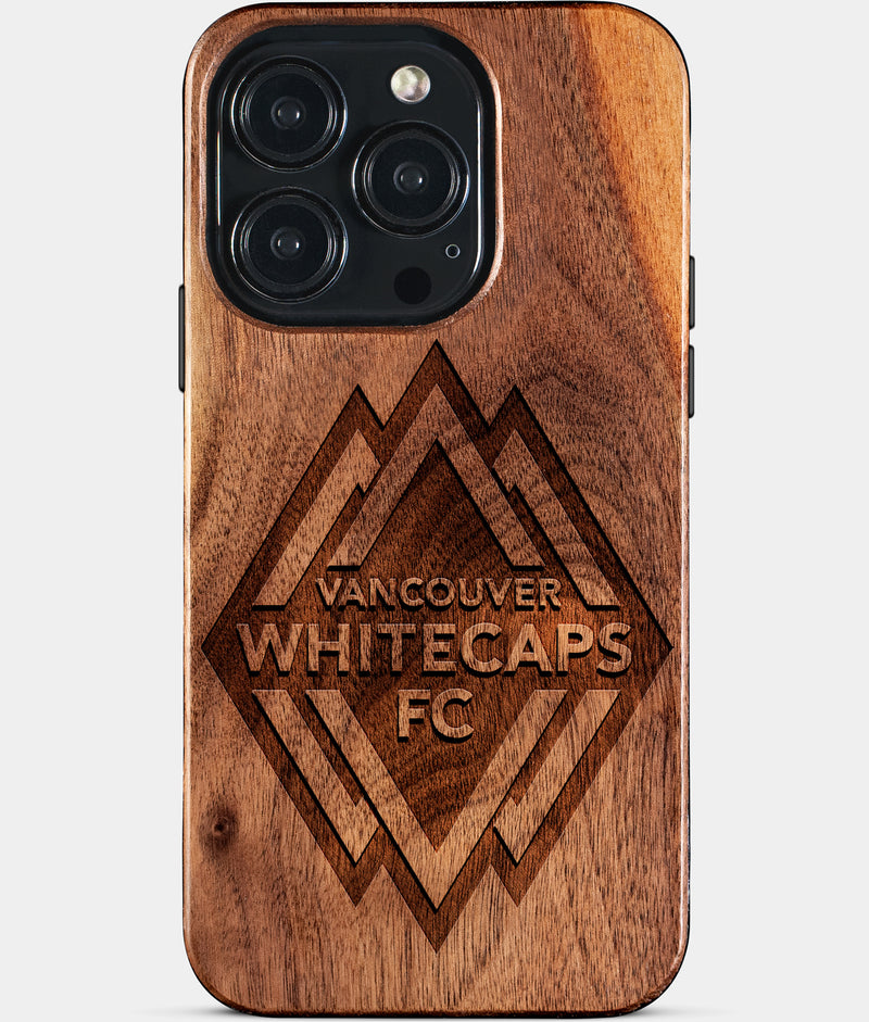 Eco-friendly Vancouver Whitecaps FC iPhone 15 Pro Case - Carved Wood Custom Vancouver Whitecaps FC Gift For Him - Monogrammed Personalized iPhone 15 Pro Cover By Engraved In Nature