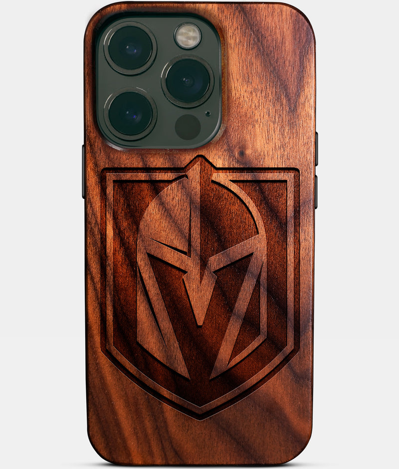 Eco-friendly Vegas Golden Knights iPhone 14 Pro Case - Carved Wood Custom Vegas Golden Knights Gift For Him - Monogrammed Personalized iPhone 14 Pro Cover By Engraved In Nature