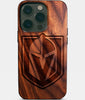 Eco-friendly Vegas Golden Knights iPhone 14 Pro Case - Carved Wood Custom Vegas Golden Knights Gift For Him - Monogrammed Personalized iPhone 14 Pro Cover By Engraved In Nature