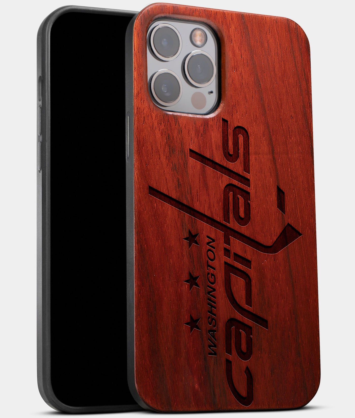 Best Wood Washington Capitals iPhone 13 Pro Case | Custom Washington Capitals Gift | Mahogany Wood Cover - Engraved In Nature