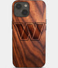 Eco-friendly Washington Commanders iPhone 14 Case - Carved Wood Custom Washington Commanders Gift For Him - Monogrammed Personalized iPhone 14 Cover By Engraved In Nature