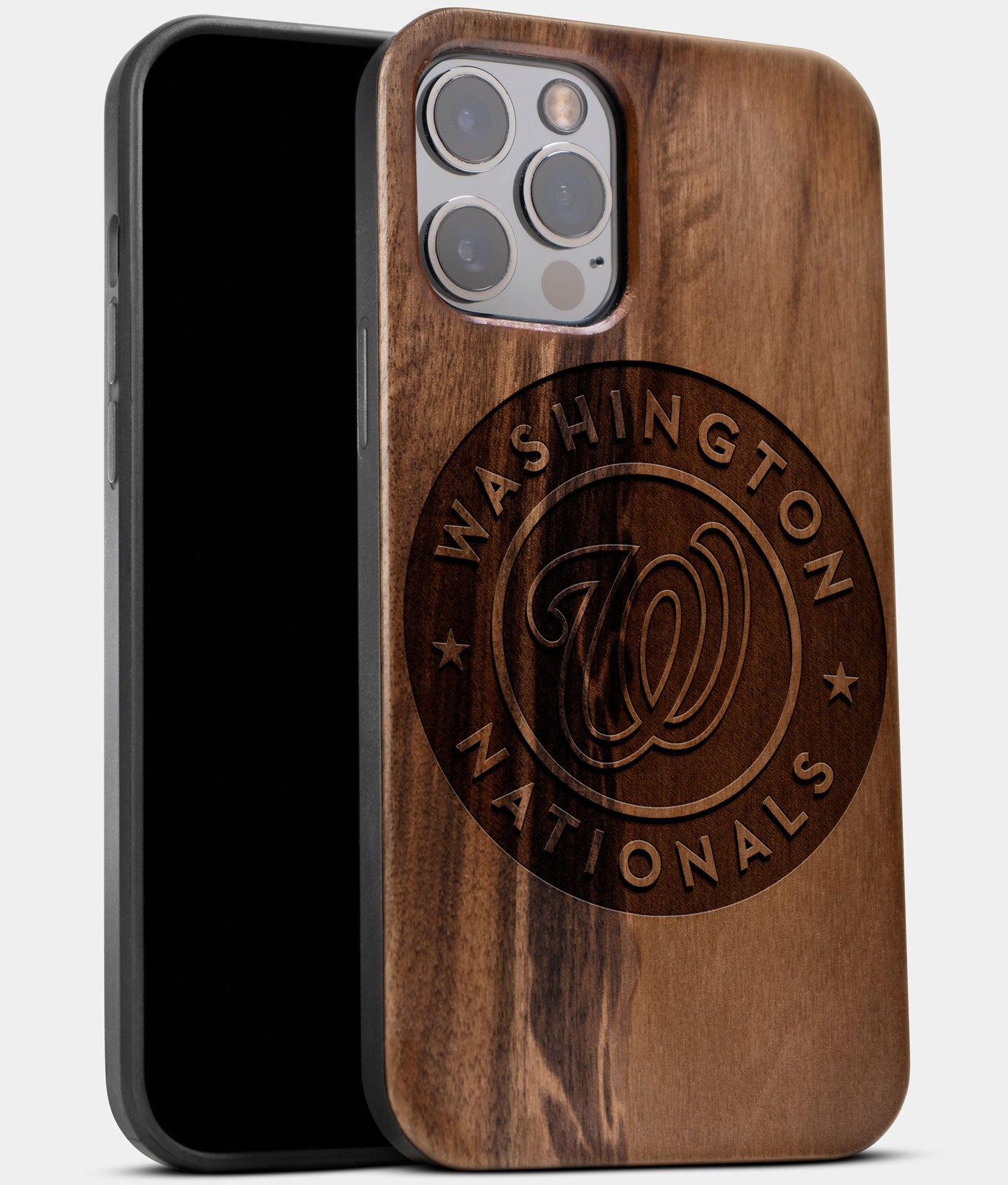 Best Wood Washington Nationals iPhone 13 Pro Case | Custom Washington Nationals Gift | Walnut Wood Cover - Engraved In Nature