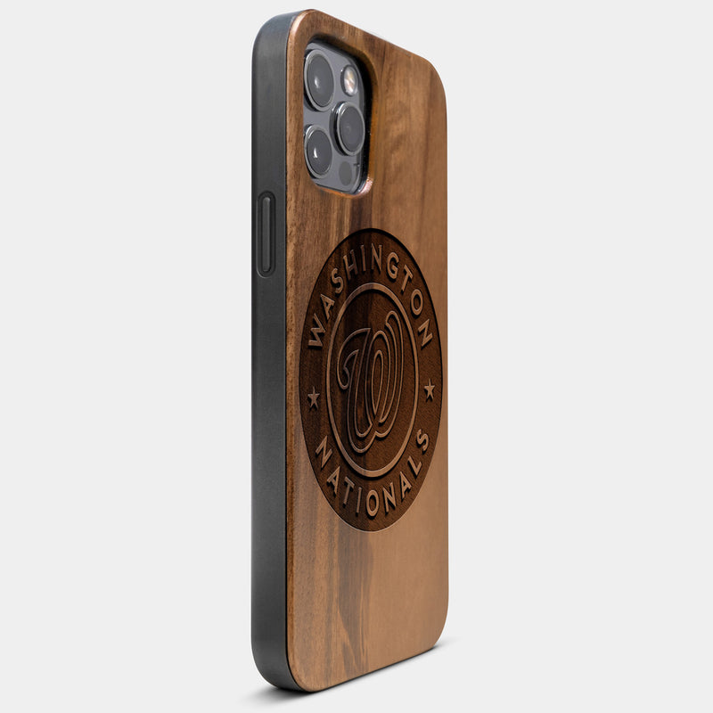 Best Wood Washington Nationals iPhone 13 Pro Case | Custom Washington Nationals Gift | Walnut Wood Cover - Engraved In Nature