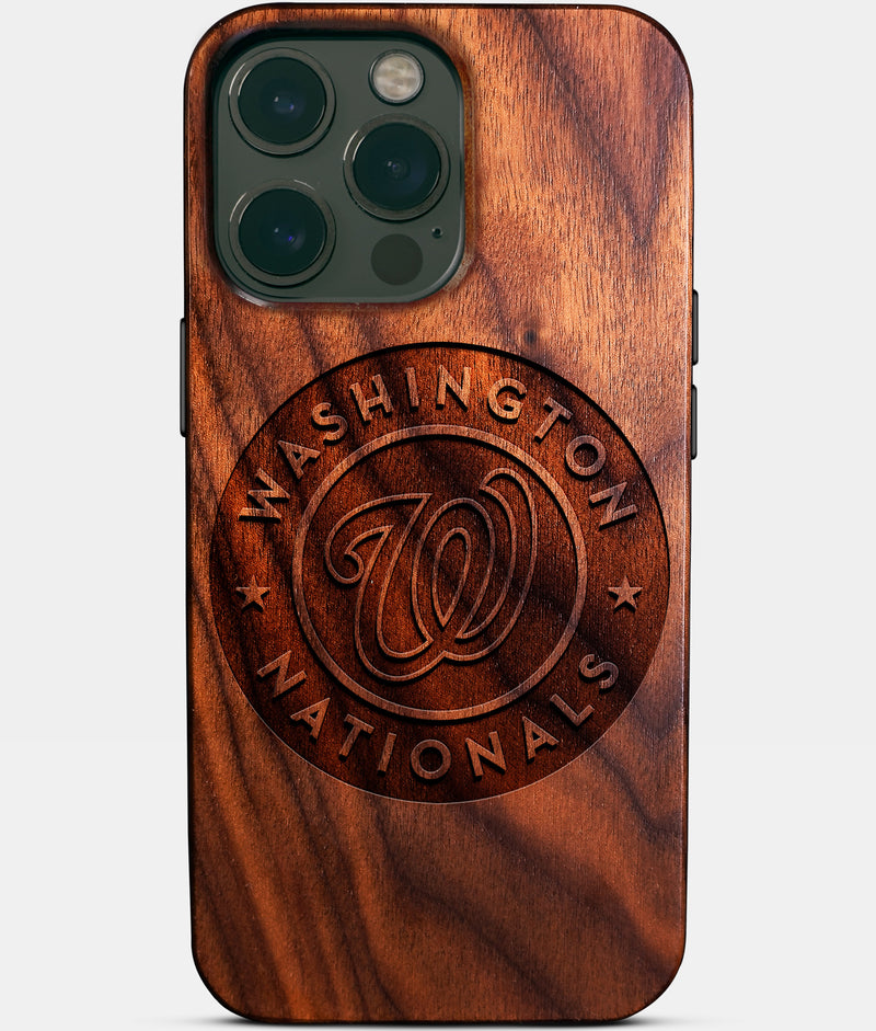 Eco-friendly Washington Nationals iPhone 14 Pro Max Case - Carved Wood Custom Washington Nationals Gift For Him - Monogrammed Personalized iPhone 14 Pro Max Cover By Engraved In Nature