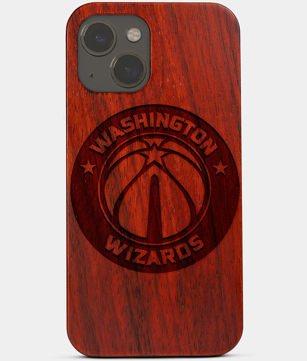 Carved Wood Washington Wizards iPhone 13 Mini Case | Custom Washington Wizards Gift, Birthday Gift | Personalized Mahogany Wood Cover, Gifts For Him, Monogrammed Gift For Fan | by Engraved In Nature