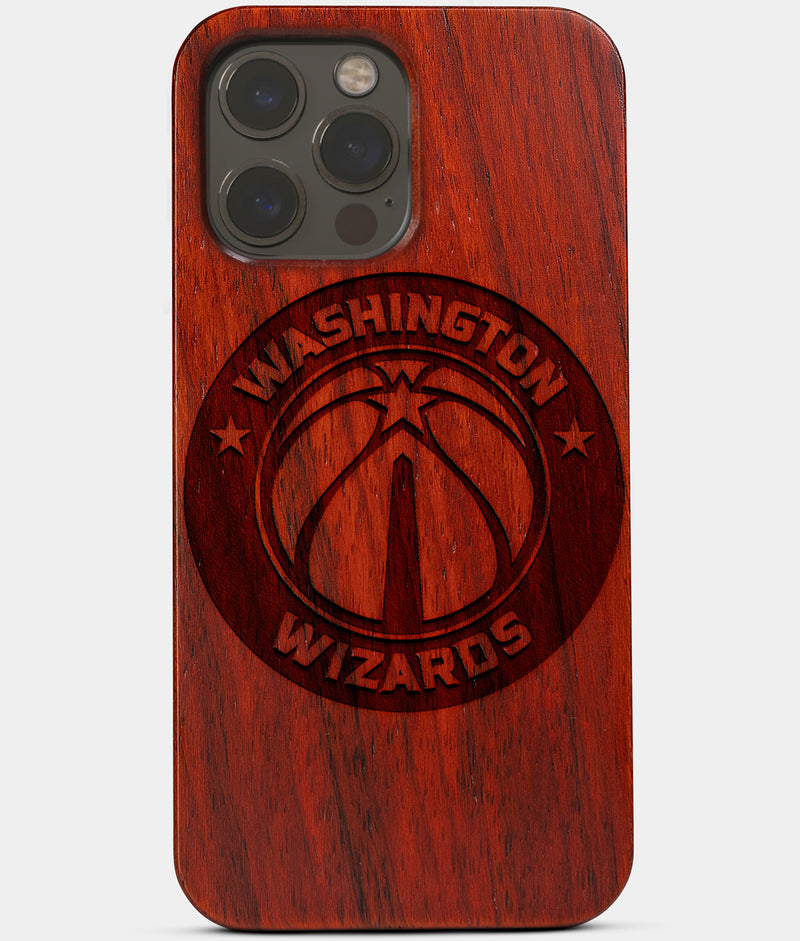 Carved Wood Washington Wizards iPhone 13 Pro Case | Custom Washington Wizards Gift, Birthday Gift | Personalized Mahogany Wood Cover, Gifts For Him, Monogrammed Gift For Fan | by Engraved In Nature