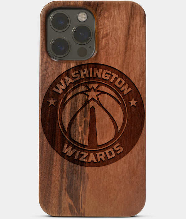 Carved Wood Washington Wizards iPhone 13 Pro Max Case | Custom Washington Wizards Gift, Birthday Gift | Personalized Mahogany Wood Cover, Gifts For Him, Monogrammed Gift For Fan | by Engraved In Nature