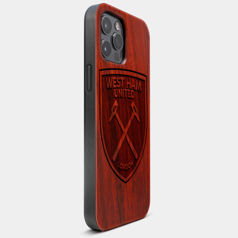 Best Wood West Ham United F.C. iPhone 13 Pro Max Case | Custom West Ham United F.C. Gift | Mahogany Wood Cover - Engraved In Nature