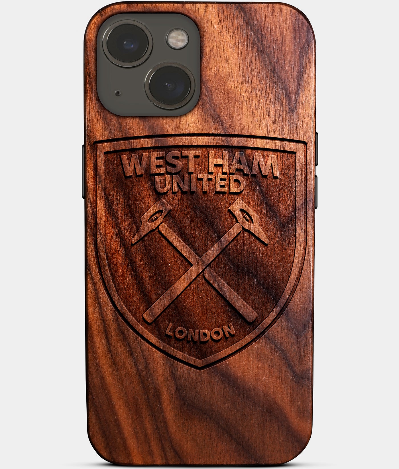 Eco-friendly West Ham United FC iPhone 14 Case - Carved Wood Custom West Ham United FC Gift For Him - Monogrammed Personalized iPhone 14 Cover By Engraved In Nature
