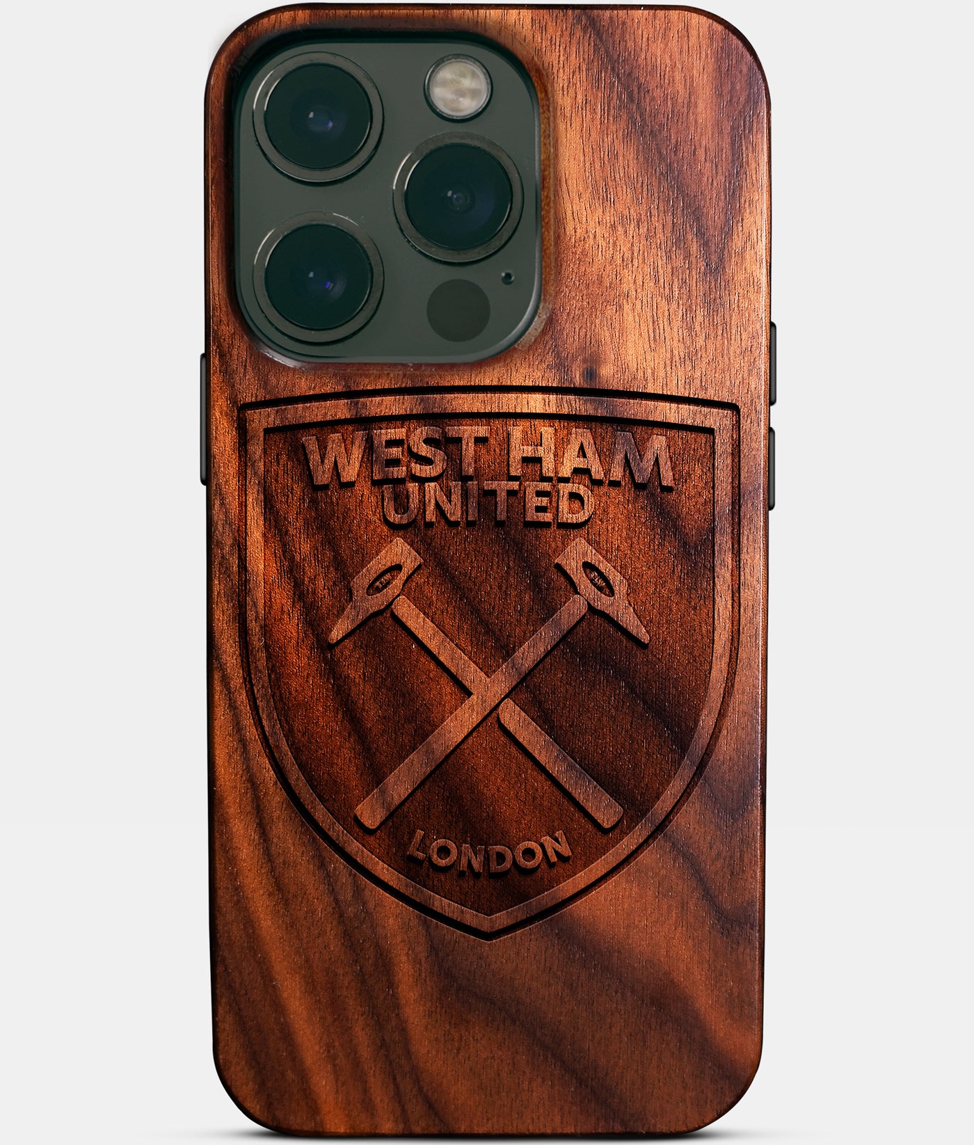 Eco-friendly West Ham United FC iPhone 14 Pro Case - Carved Wood Custom West Ham United FC Gift For Him - Monogrammed Personalized iPhone 14 Pro Cover By Engraved In Nature