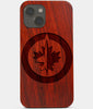 Carved Wood Winnipeg Jets iPhone 13 Case | Custom Winnipeg Jets Gift, Birthday Gift | Personalized Mahogany Wood Cover, Gifts For Him, Monogrammed Gift For Fan | by Engraved In Nature