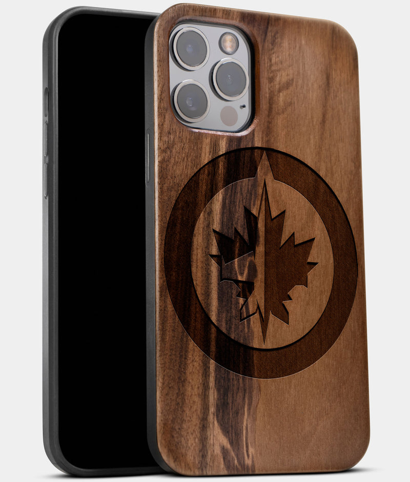 Best Wood Winnipeg Jets iPhone 13 Pro Case | Custom Winnipeg Jets Gift | Walnut Wood Cover - Engraved In Nature
