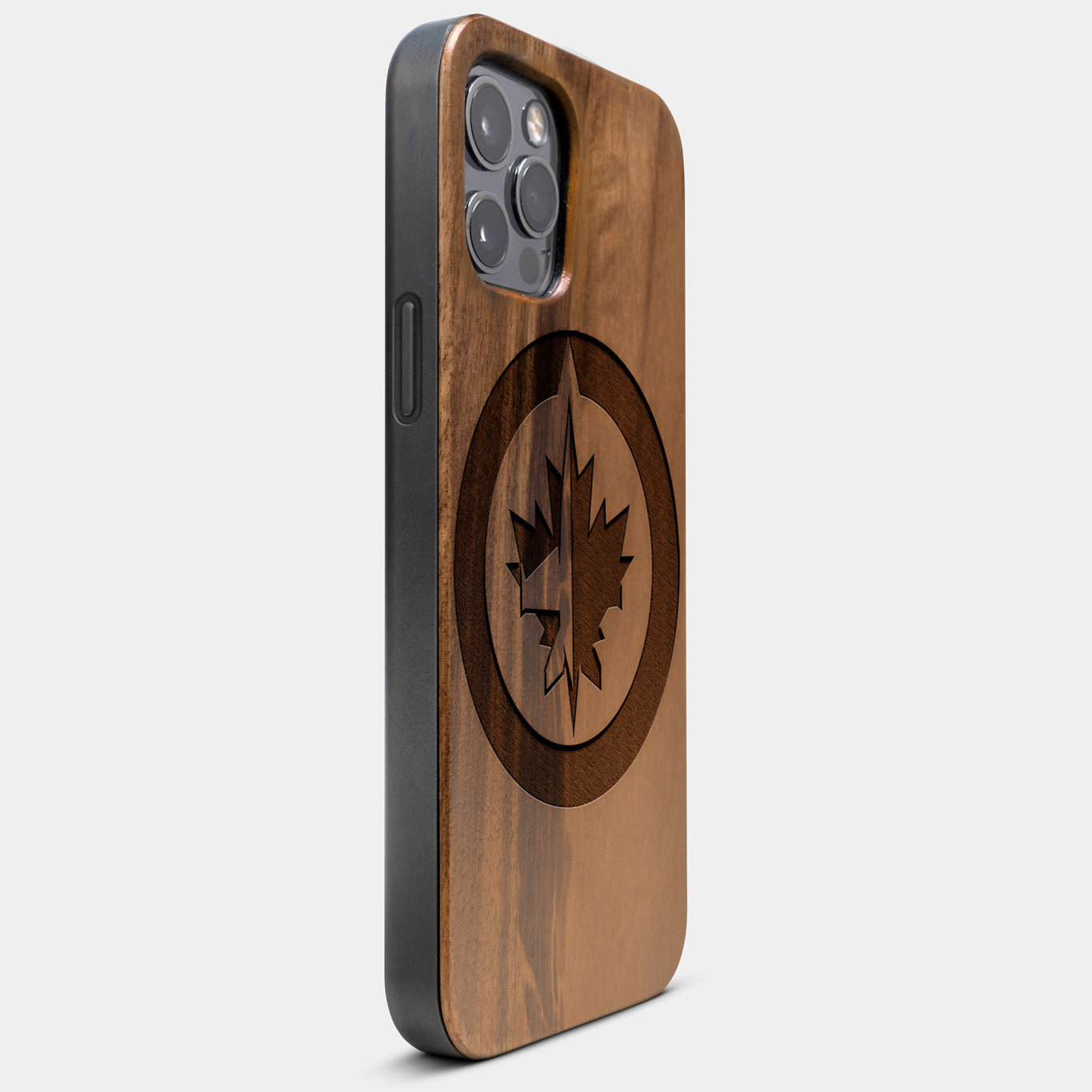 Best Wood Winnipeg Jets iPhone 13 Pro Case | Custom Winnipeg Jets Gift | Walnut Wood Cover - Engraved In Nature