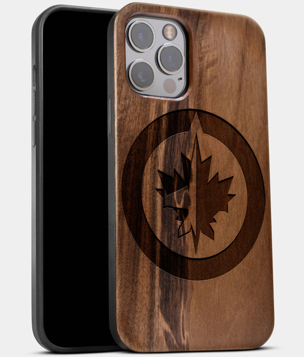 Best Wood Winnipeg Jets iPhone 13 Pro Max Case | Custom Winnipeg Jets Gift | Walnut Wood Cover - Engraved In Nature
